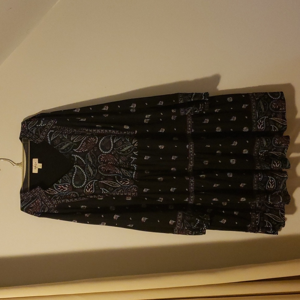 Style & co long sleeve floral dress black medium